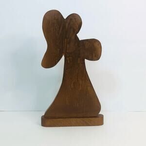 VTG handmade wooden angel decor 10 inch 80s 90s Christmas Christian